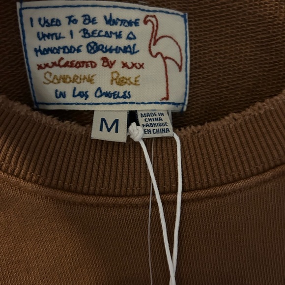 Free People x Sandrine Rose Crew Neck Brown Sweatshirt with deconstructed edges - Picture 9 of 9